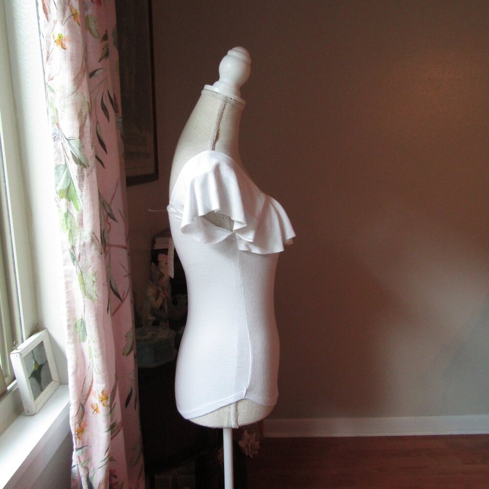 Free people Last Call White Ribbed Top M - Picture 5 of 9